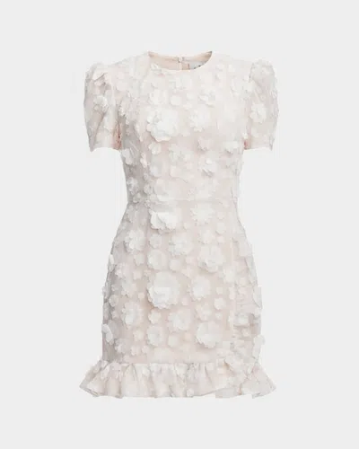 Dress The Population Black Label Brittany Embroidered Floral Applique Mini Dress In White