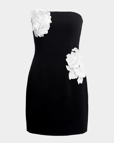 Dress The Population Black Label Camilla Floral-appliqué Mini Dress In Black
