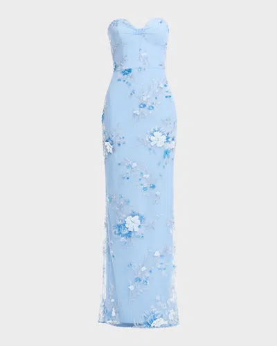Dress The Population Black Label Daisy Strapless Sequin Floral Column Gown In Multi