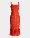 Dress The Population Black Label Desiree Floral Lace Flounce Mermaid Midi Dress