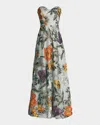 Dress The Population Black Label Destinee Strapless Floral-embroidered Gown