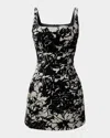 Dress The Population Black Label Devi Sequin Floral Velvet Mini Dress In Black