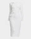 Dress The Population Black Label Emmalyn Sequin Floral Applique Midi Dress In White