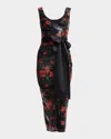 Dress The Population Black Label Francine Floral-embroidered Sequin Midi Dress In Rouge Multi