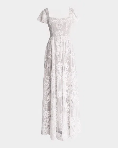 Dress The Population Black Label Janis Flutter-sleeve Lace Maxi Dress