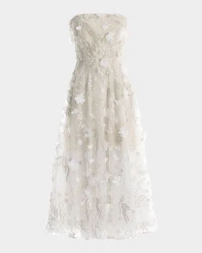 Dress The Population Black Label Kailyn Beaded Floral-embroidered Midi Dress In Off White Multi