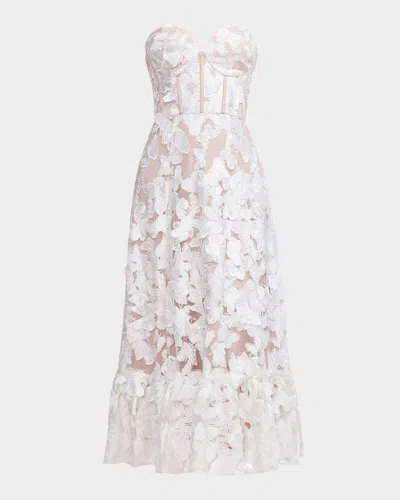 Dress The Population Black Label Lauren Butterfly-embroidered Corset Midi Dress