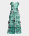 Dress The Population Black Label Lauren Flounce Floral Sequin Corset Midi Dress