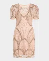 Dress The Population Black Label Lee Bead & Sequin Art Deco Mini Dress In Rose Gold Multi