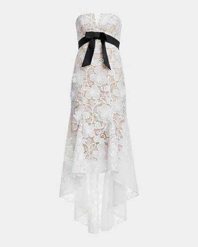 Dress The Population Black Label Lucia Strapless High-low Lace Maxi Dress In White