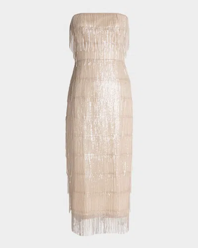 Dress The Population Black Label Morgan Bead & Sequin Fringe Midi Dress
