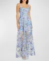 DRESS THE POPULATION BLACK LABEL NINA SLEEVELESS SEQUIN FLORAL A-LINE GOWN