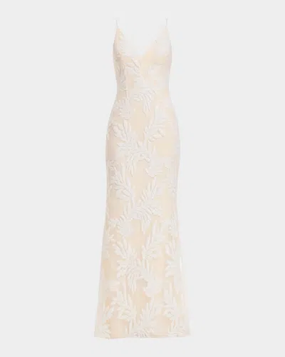 Dress The Population Black Label Sharon Sleeveless Sequin Mermaid Gown In White