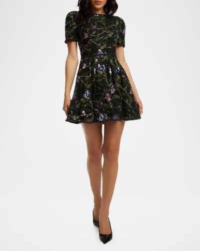 Dress The Population Black Label Tanner Bead & Sequin Embroidered Mini Dress In Black Multi