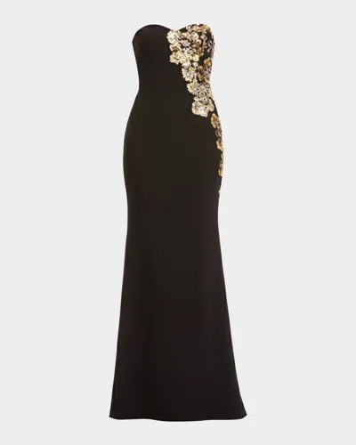 Dress The Population Black Label Tiana Strapless Floral Sequin Mermaid Gown In Multi