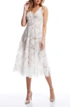 Dress The Population Blair Beaded Floral Cocktail Midi Dress In White