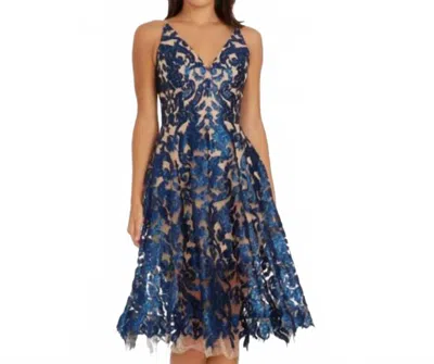 Dress The Population Blair Dress In Navy/nude In Multi