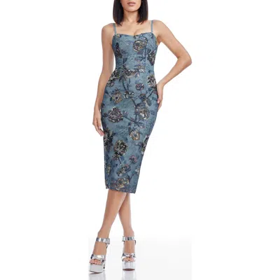 Dress The Population Blakely Floral Embroidery Midi Dress In Multi