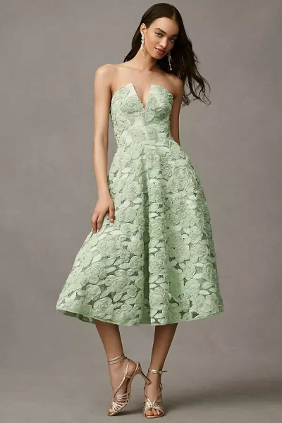 Dress The Population Briella Strapless 3d Floral Fit & Flare Midi Dress