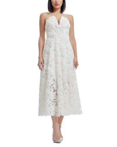 Dress The Population Briella Textured Midi Dress In Off White