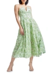 Dress The Population Brielle Rosette Strapless Fit & Flare Dress In Green