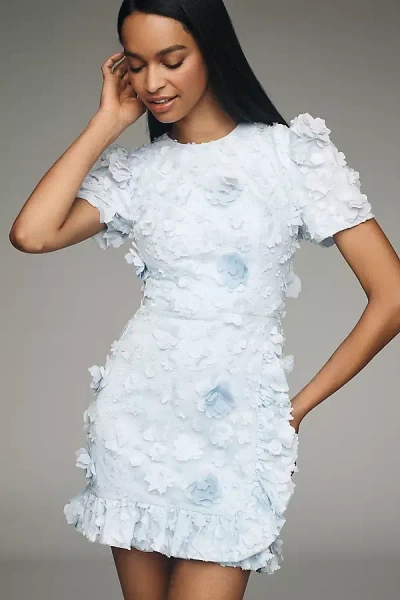 Dress The Population Brittany 3d Floral Mini Dress In White