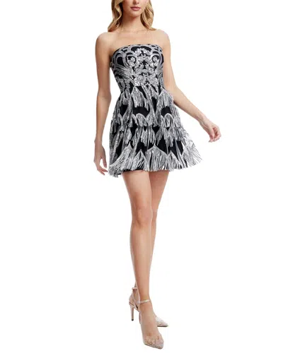 Dress The Population Callie Sequin Fringe Strapless Minidress In Silverlack