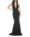 Dress The Population Camden Plunging Gown In Black