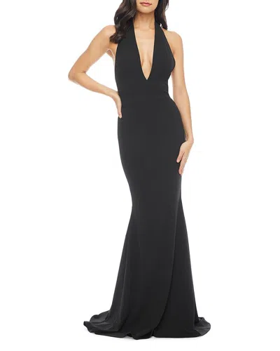 Dress The Population Camden Plunging Gown In Black