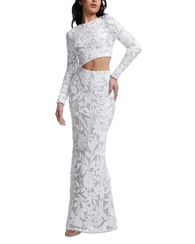 Dress The Population Candace Gown In White-nude