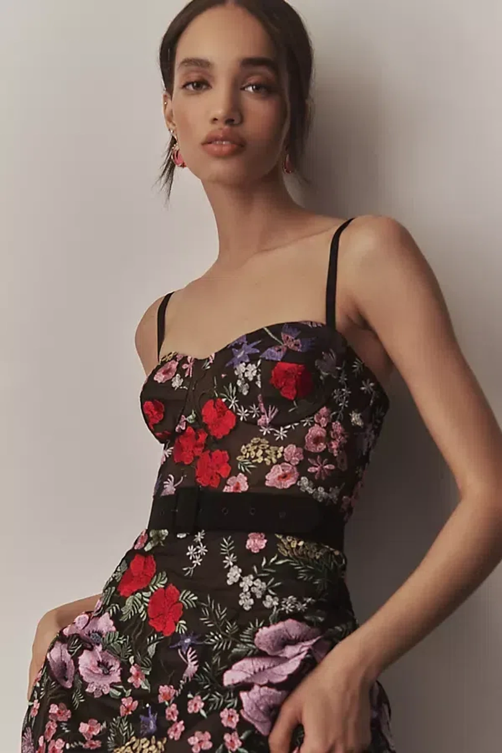 Dress The Population Carlita Bustier A-line Midi Dress In Black | ModeSens