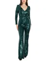 Dress The Population Carson Sequin Long Sleeve Jumpsuit In Green