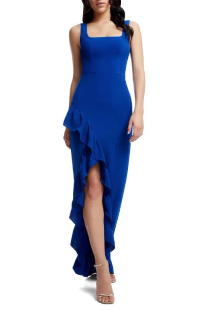 Dress The Population Charlene Ruffle Gown In Cobalt