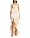 Dress The Population Charlene Ruffled Gown In Gold