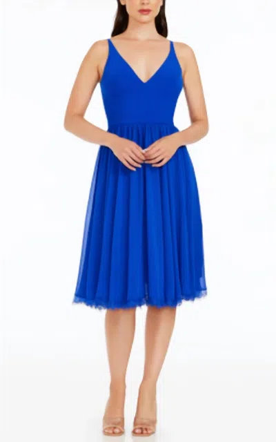 Dress The Population Chiffon Fit & Flare Dress In Electric Blue