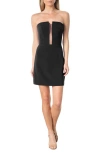 Dress The Population Chloe Mesh Insert Body-con Minidress In Black