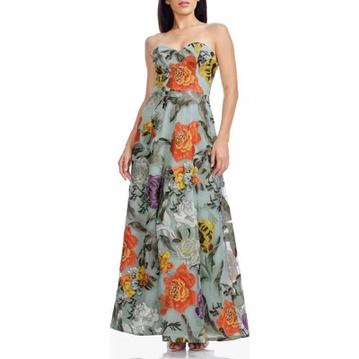 Dress The Population Connor Embroidered Strapless Cocktail Maxi Dress