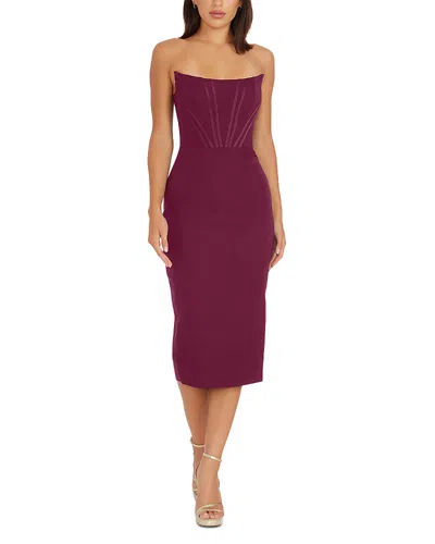 Dress The Population Cosette Corset Strapless Bodycon Dress In Burgundy