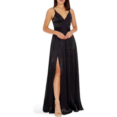 Dress The Population Danae Crinkle A-line Gown In Black