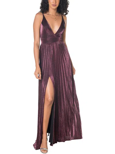 Dress The Population Women's Danea Pleated Fit & Flare Maxi Dress In Purple