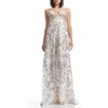 Dress The Population Daven Sequin Mixed Print Strapless Gown In Gold Multi