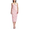 Dress The Population Donna Sequin Floral Appliqué Cocktail Midi Dress In Soft Pink Multi