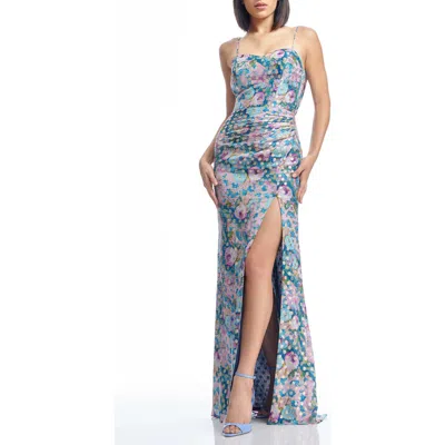 Dress The Population Drae Floral Evening Gown In Capri Multi