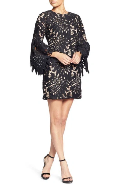 Dress The Population Dylan Crochet Shift Dress In Black
