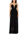 Dress The Population Eleanor Illusion Neck Gown In Black