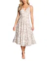 Dress The Population Women's Elisa Floral-embroidered Midi Dress In White/gold
