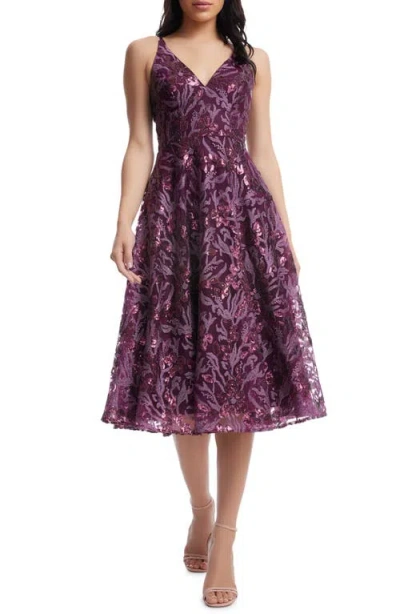 Dress The Population Elisa A-line Dress In Burgundy