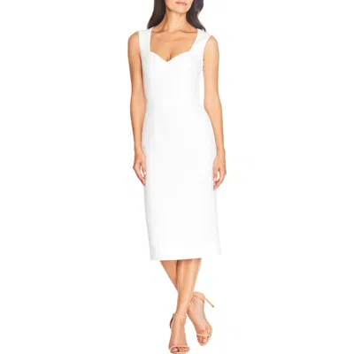 Dress The Population Elle Sweetheart Neck Sheath Midi Dress In Off White