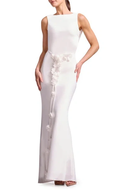 Dress The Population Eloise Floral Cowl Back Gown In White