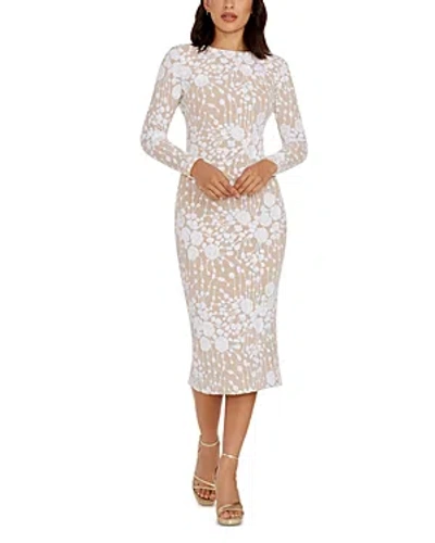 Dress The Population Emery Fitted Dress In White-nude